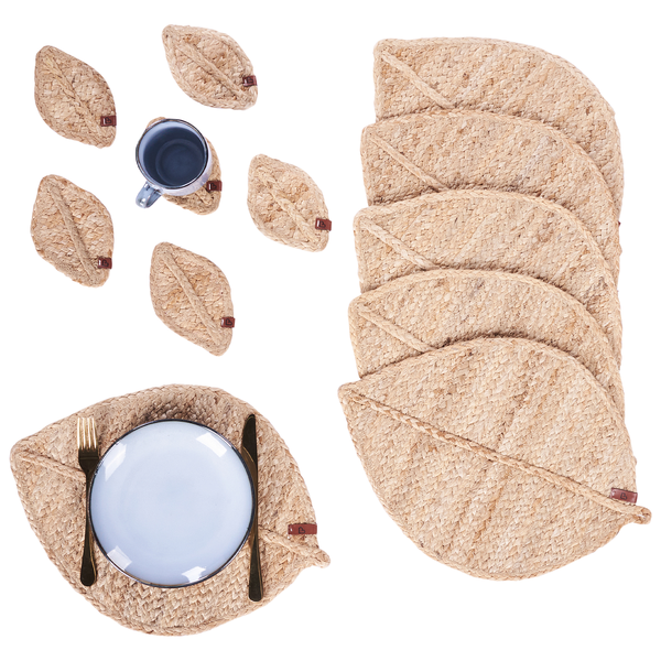 Tischset mit Untersetzern 12-teilig PEPPERLEAF Naturfarben Jute
