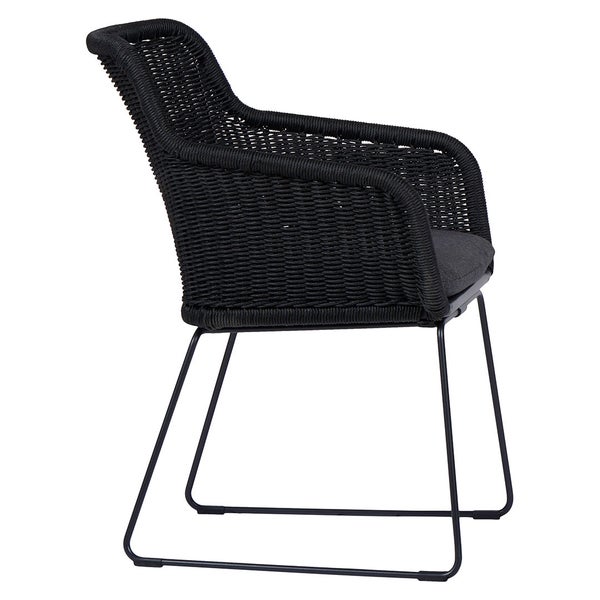 Sif Gartenstuhl Polyrattan mit Kissen schwarz, grau. 4er Set