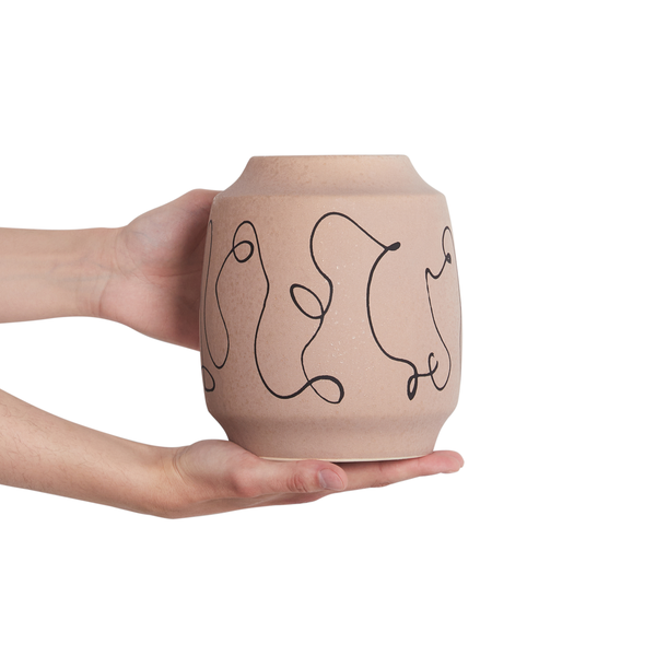 Blumenvase SKATE Steinzeug 20 cm Sandbeige