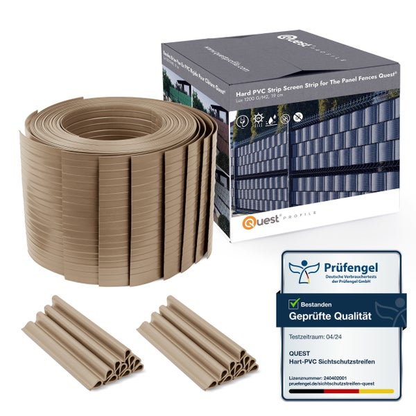 Quest Profil Hart PVC Sichtschutzstreifen Rolle und Verpackung