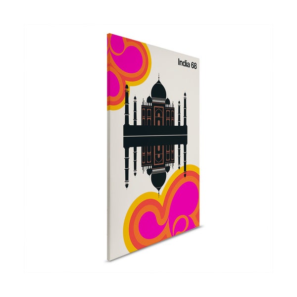 Leinwandbild mit Taj Mahal Motiv und dem Schriftzug India 68