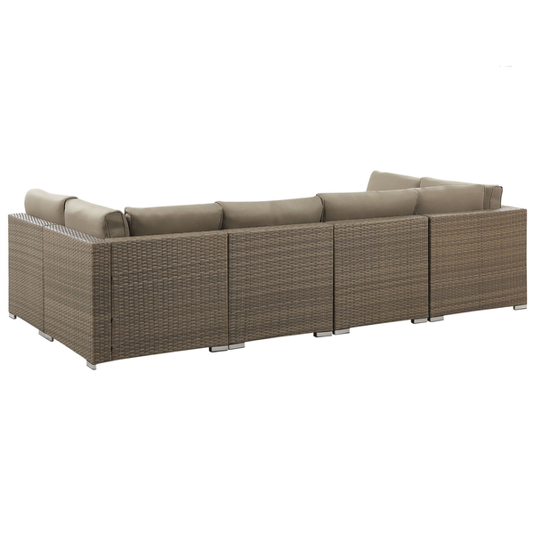 Garten Ecksofa mit Tisch 6-Sitzer BELVEDERE Polyrattan Braun
