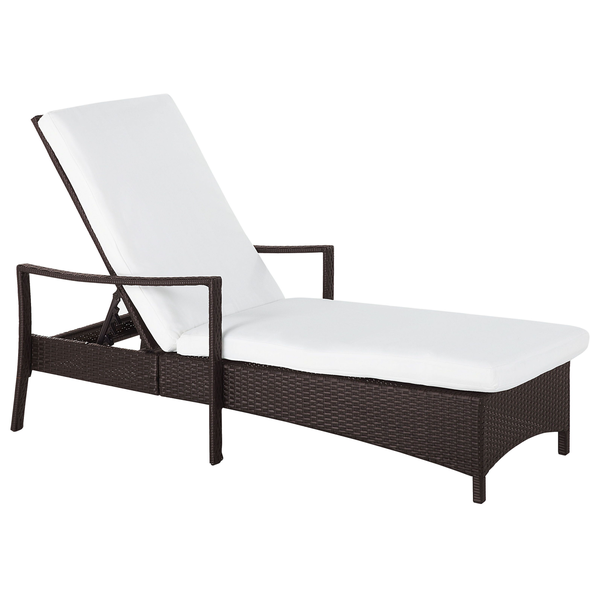 Sonnenliege mit Kissen VASTO Polyrattan Braun