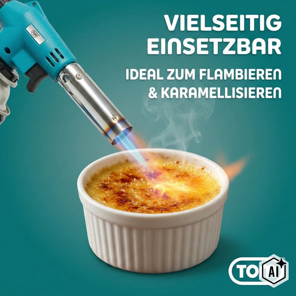 Küchenflambierer von Tom zum Flambieren und Karamellisieren von Speisen wie Creme Brulee