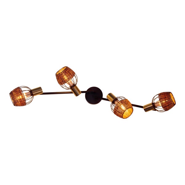 4er Deckenleuchte CORBIS,  Spot aus Metall in Schwarz, und Gold, mit E14-Fassung, für Esszimmer, Wohnzimmer, Diele oder Büro, Deckenlampe innen, 78 cm lang
