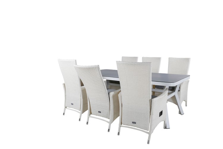 Gartentischgruppe mit Tisch und acht Stühlen aus Polyrattan