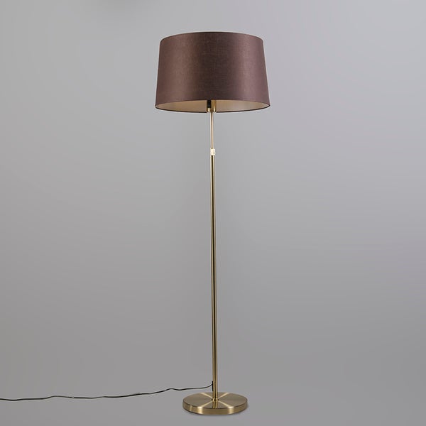 Stehleuchte gold / messing mit Schirm braun verstellbar 45 cm - Parte