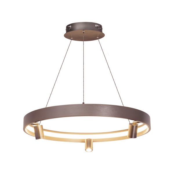 LED Pendelleuchte TRISTAN, moderne Pendellampe aus Metall und Kunststoff in Stahl-blank, die LEDs sind  fest verbaut. Mit ca. 58 cm  Ødie ideale Beleuchtung für Wohnzimmer, Esszimmer oder Küche.