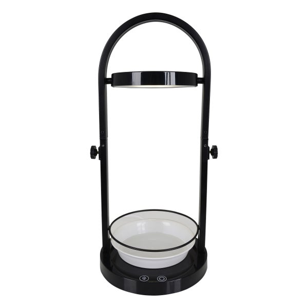 LED Pflanzen-Tischleuchte 53,5 cm hoch, aus Metall und Kunststoff in Schwarz, mit integrierter LED