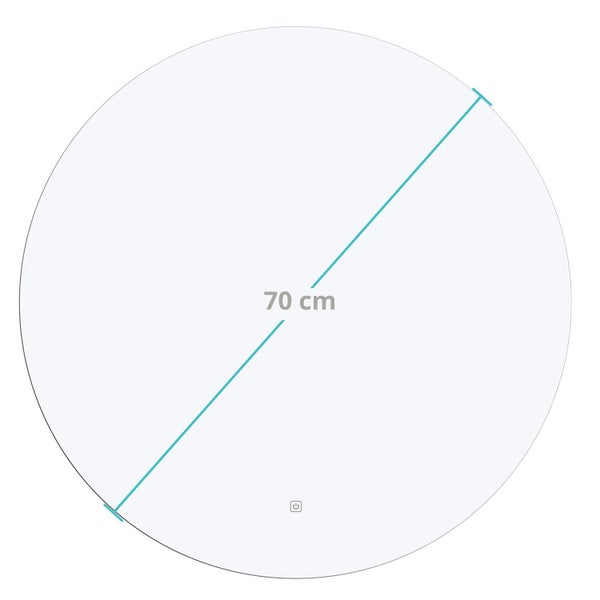 Runder LED Wandspiegel mit einem Durchmesser von 70 Zentimeter und integrierter Touchschalter Funktion