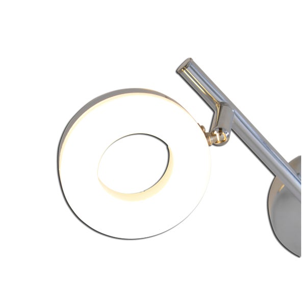 LED 2er Wand-u. Deckenspot aus chromfarbenem Metall und weißem  Acryl, fest verbaute LEDs, 30 cm lang, für Wohnräume, Flur und Küche