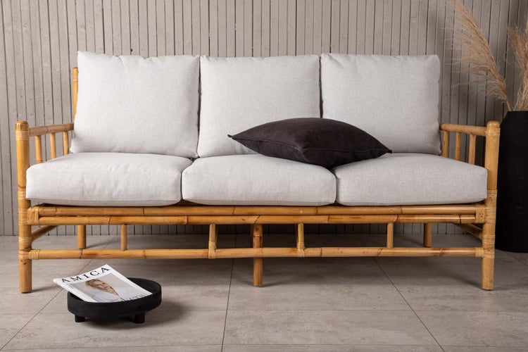Cane Gartensofa mit Gartenkissen 3 Pers. natur. 180 X 77 X 88 cm