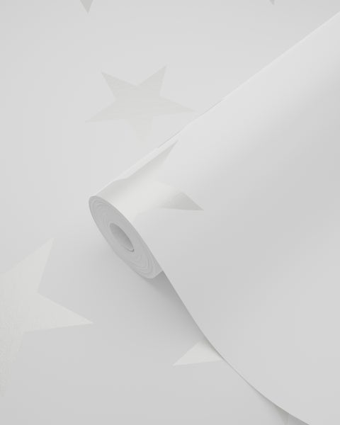 Origin Wallcoverings Tapete Sterne Weiß und Silber - 53 cm x 10.05 m - 347696
