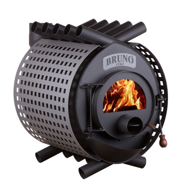 Bruno Pyro Holzofen mit Sichtfenster und Wärmetauscher