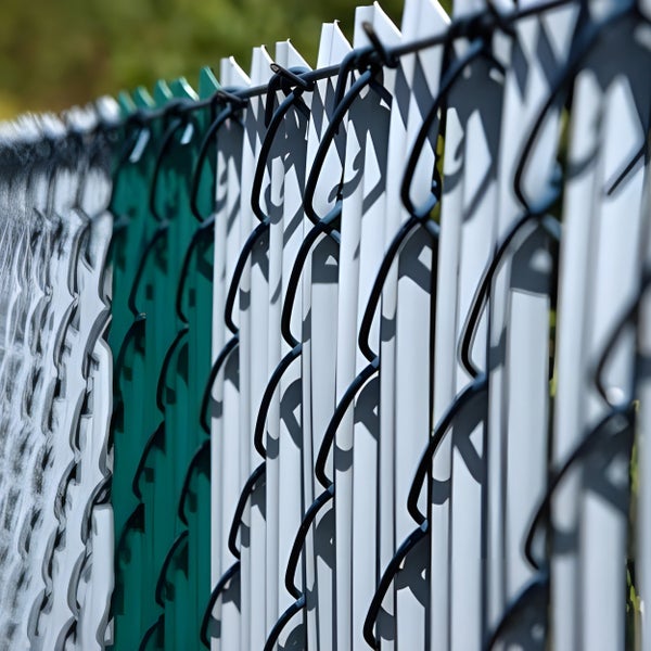 Nahaufnahme eines Zauns mit Metallpfosten und -drähten