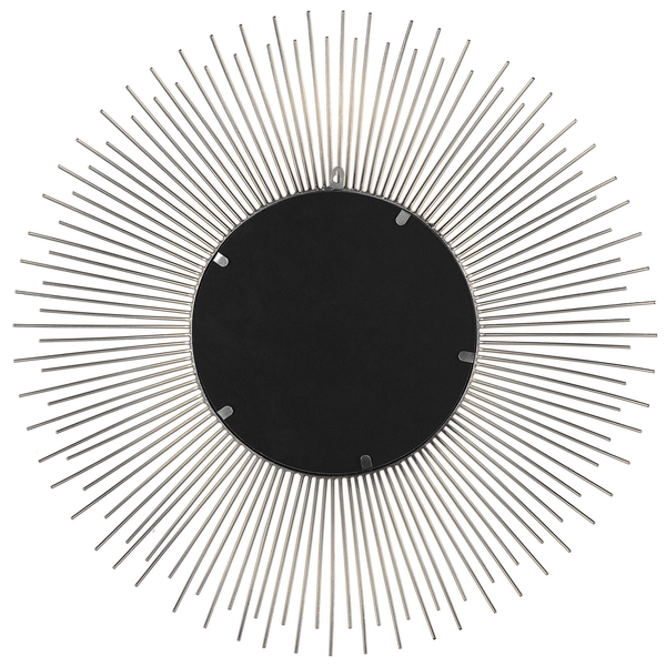 Detailansicht der Rückseite eines Spiegels mit Metallstäben.