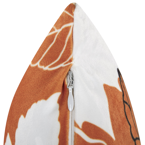 Dekokissen 2er Set POINSETTIA Samtstoff 45 x 45 cm Orange Pflanzenmuster