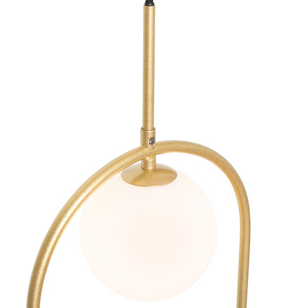 Art-Deco-Hängelampe Gold mit weißem Glas - Isabella