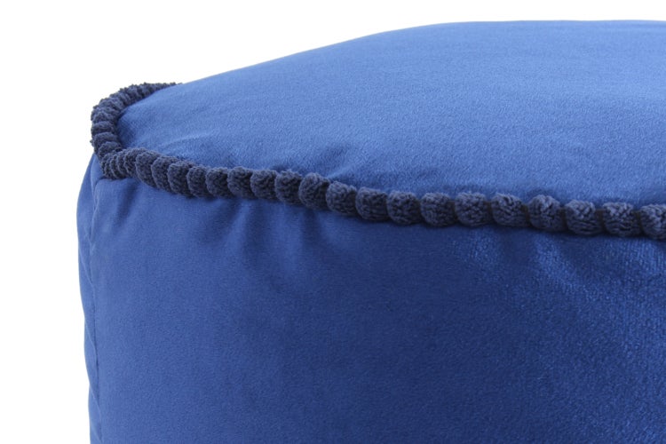 Pouf Hocker samtweich, verziert Blau Rund Ø 45 cm
