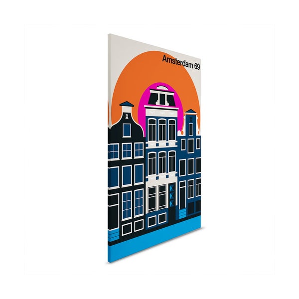 Illustration von Amsterdamer Häusern auf Leinwand