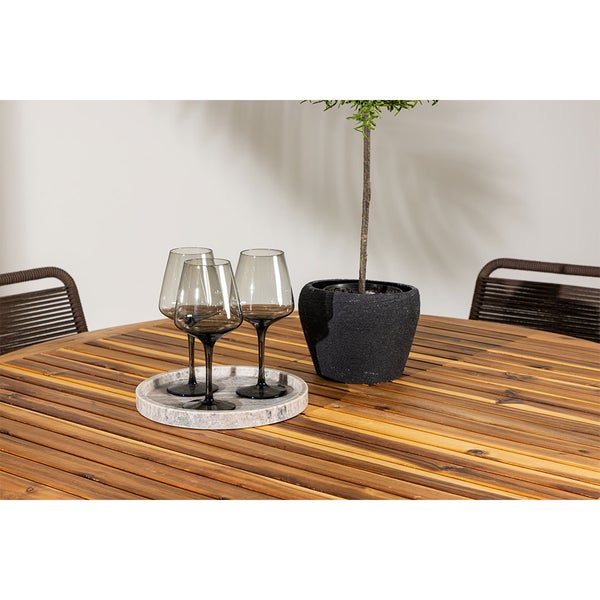 Gartentischset mit vier Stühlen, Holz und Metall