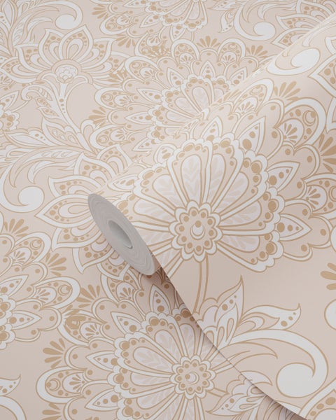 ESTAhome Tapete Blumenmuster Beige - 50 x 900 cm - 131085