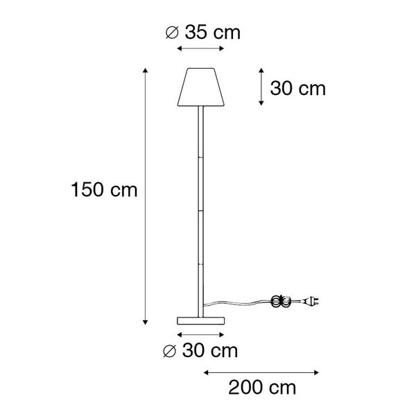 Außen Stehlampe schwarz mit weißem Schirm 35 cm IP65 - Virginia