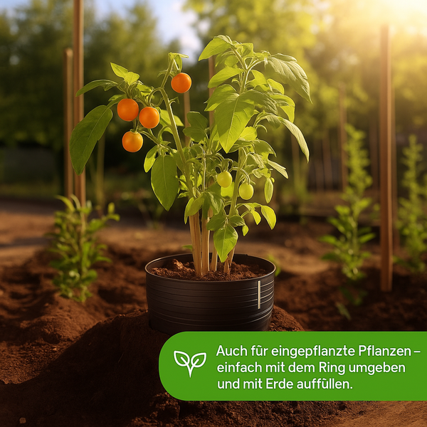 Pflanze mit Physalis in einem Pflanzgefäß im Garten