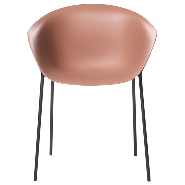 Stuhl mit Sitzschale und Metallbeinen