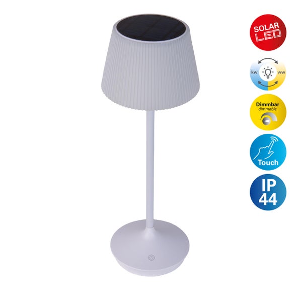LED Leuchte EMMI für Außen und Innen, Tischlampe aus Metall und Kunststoff, mit fest verbauten LEDs, LED Tischlampe für Balkon, Terrasse, Garten, Wohnzimmer, Wintergarten, ca. 38 cm hoch