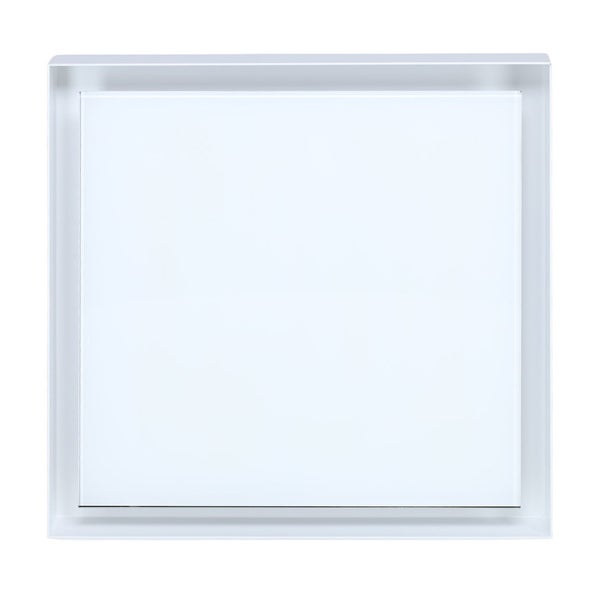Quadratische Wandleuchte in modernem Design mit Metallrahmen und Glasabdeckung für eine gleichmäßige Beleuchtung.
