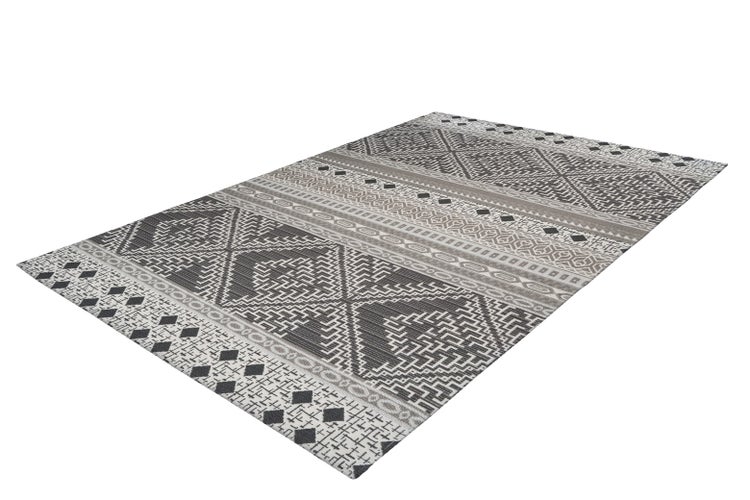 Flachflor Teppich Cosmo Taupe / Creme Ethno-Design 160 x 230 cm
