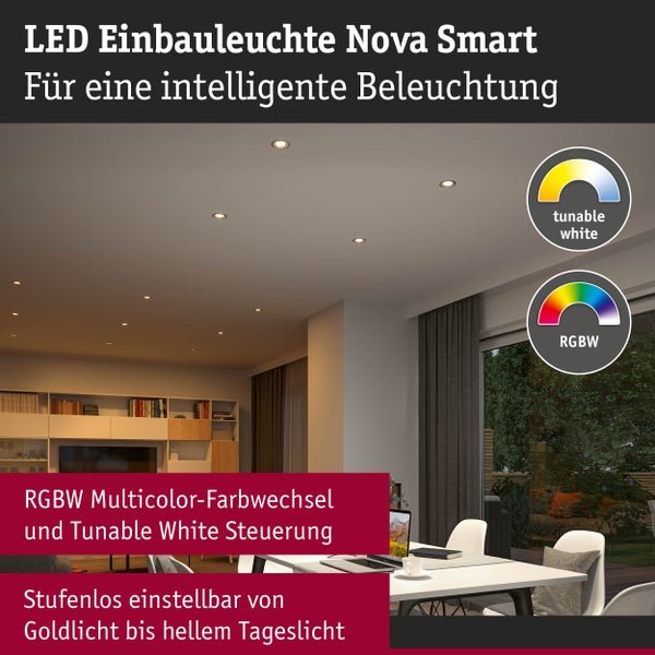 Paulmann LED Einbaustrahler Set mit drei Leuchten, 500 Lumen, 230 Volt, IP23 Spritzwasserschutz, rostfrei für Feuchträume, Zigbee steuerbar.