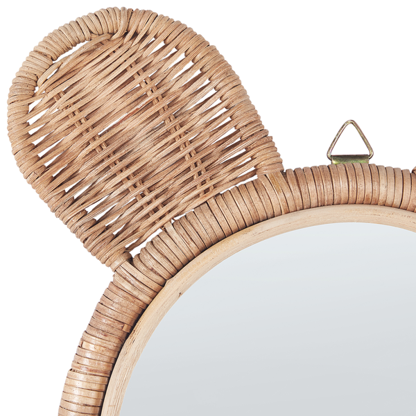 Wandspiegel Rattan natürlich Bärenform ⌀ 20 cm ASHANTI