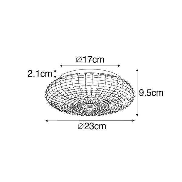 Klassische Deckenleuchte schwarz mit Rauchglas 23 cm IP44 - Nohmi