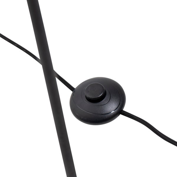 Stehleuchte STELO , moderne Stehlampe aus schwarzem Metall und Rauchglas, E27-Fassung, 128,5 cm hoch, für Esszimmer, Wohnzimmer, Diele oder Büro,