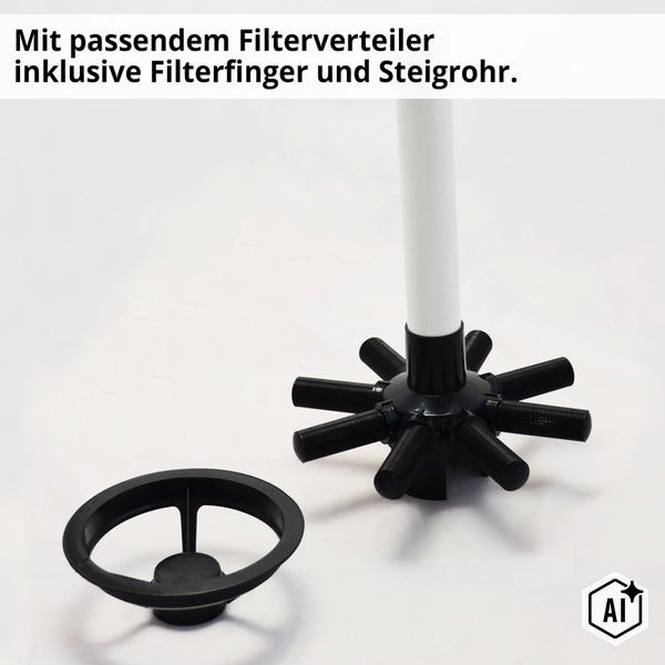 Filterverteiler mit Filterfingern und Steigrohr für Sandfilteranlagen