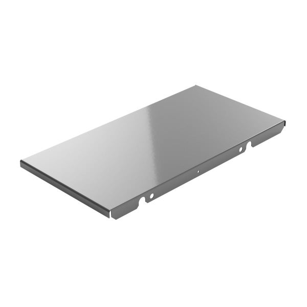 Metalleinlegeboden mit Aussparungen für die Montage in Regalsystemen.