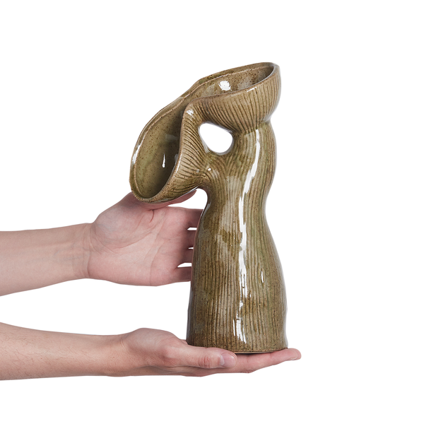 Blumenvase CALAMUS Steinzeug 28 cm Grün