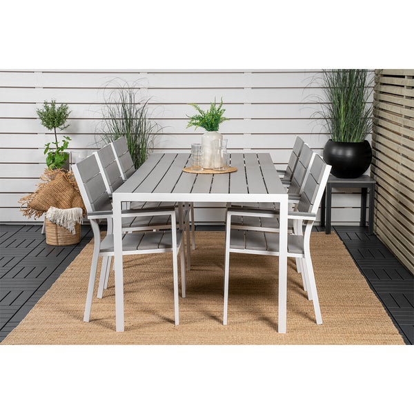 Break Gartenset Tisch 90x205cm grau, 6 Stühle grau. 90 X 205 X 74 cm
