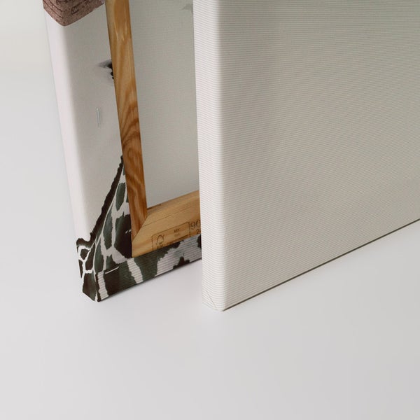 Detailansicht einer Leinwand mit Holzrahmen