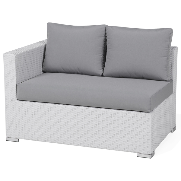 Lounge Set mit Tisch 8-Sitzer XXL rechtsseitig modular Polyrattan Weiß
