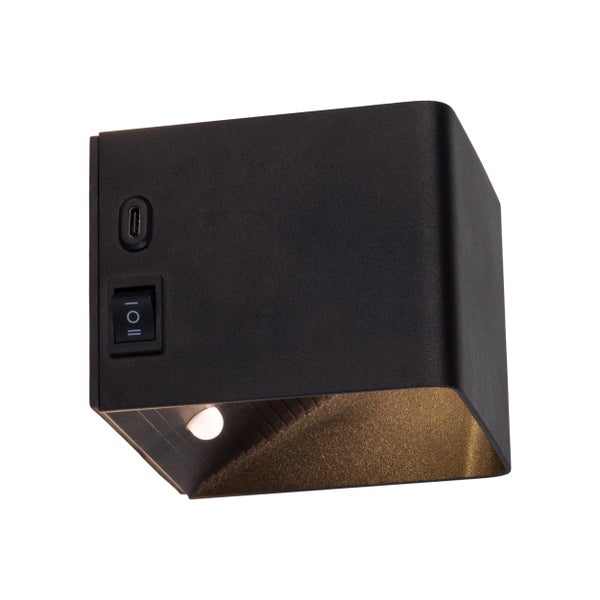 Akku-Wand-Leuchte CUBE magnetisch, ca 10 x 10 cm, aus schwarzem Metall, mit Bewegungssensor