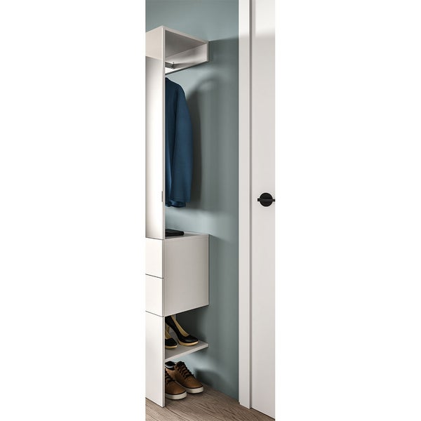 Vaga Garderobenständer 2 Schubladen 1 Kleiderstange 2 Regale weiß. 52 X 36 X 190 cm