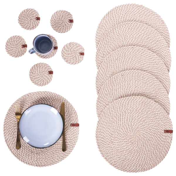 Tischset mit Untersetzern 12-teilig PIPTURUS Naturfarben Jute
