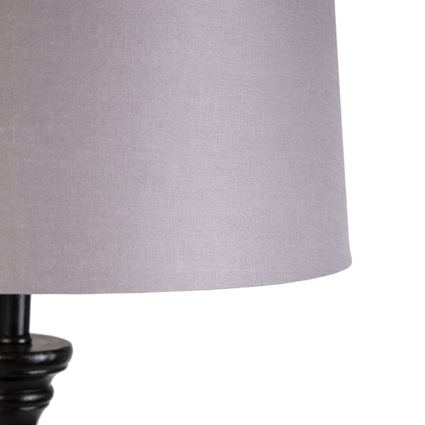 Stehleuchte schwarz mit Leinenschirm grau 45 cm - Classico