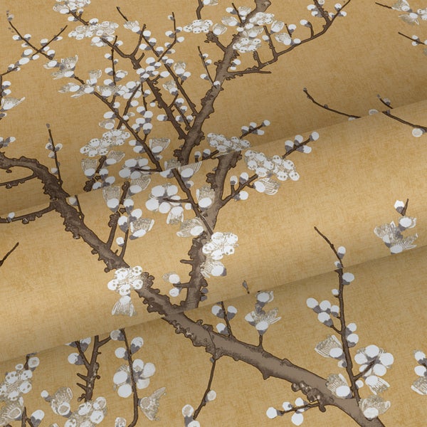 Sanders und Sanders Tapete Blüte Ockergelb und Weiß - 53 cm x 10 m - 640176