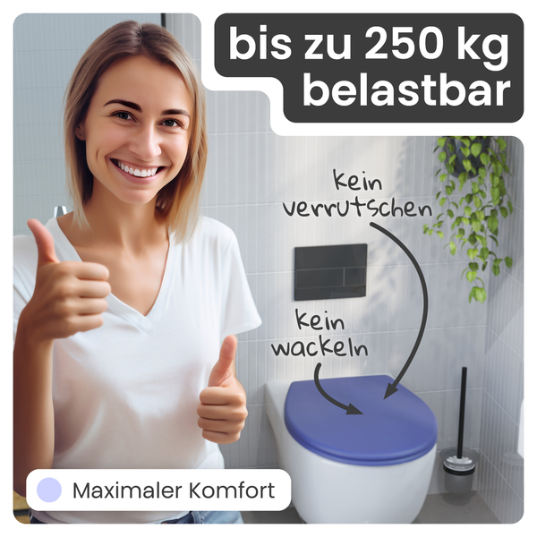 Toiletteninstallation mit maximalem Komfort und Belastbarkeit bis zu 250 Kilogramm