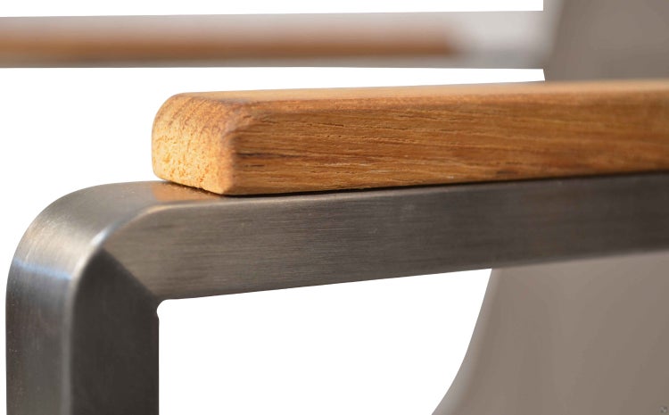 Gartenstuhl Edelstahl Teak für Garten Terrasse Balkon stapelbar wetterfest modern
