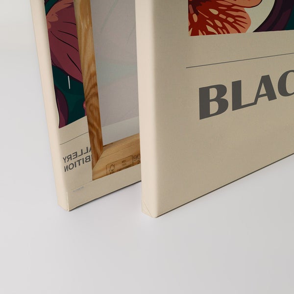 Nahaufnahme einer Leinwand mit Holzrahmen